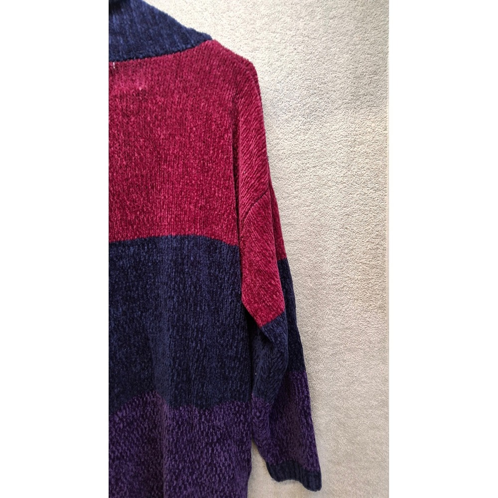 Bentley Vintage Chenille Colorblock Patchwork Cowl Neck Sweater Large Jewel Tone - Picture 5 of 7